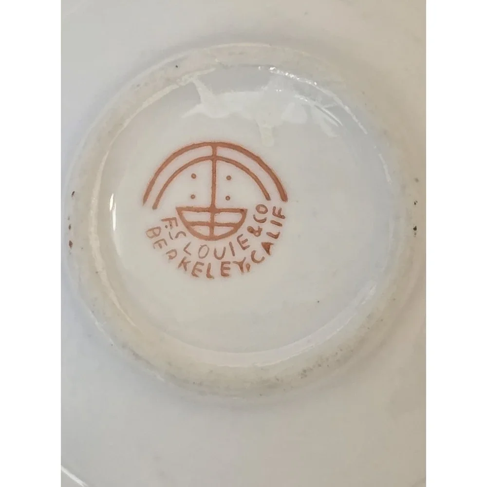 Vintage‎ F.S. Louie Berkeley CA Hand Painted Porcelain Saucer Bird Floral 4.5